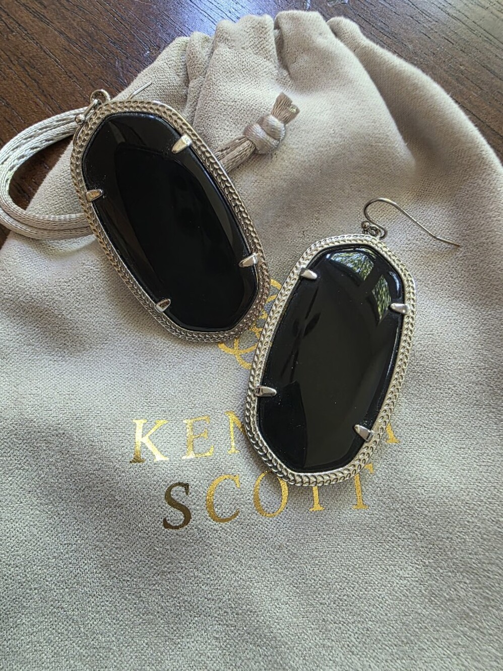 Kendra Scott Black and Silver Danielle Drop Earrings